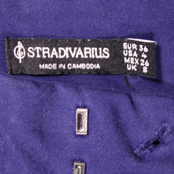 0357 Stradivarius Slim Fit Trousers Women’s Size 4 (Blue) - Picture 3 of 7
